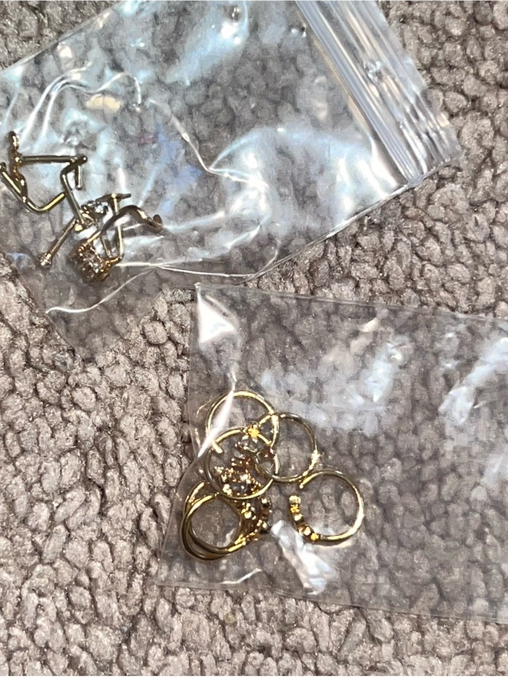 Gold Nose Ring Lot L-Shape & Hoop Mixed Designs